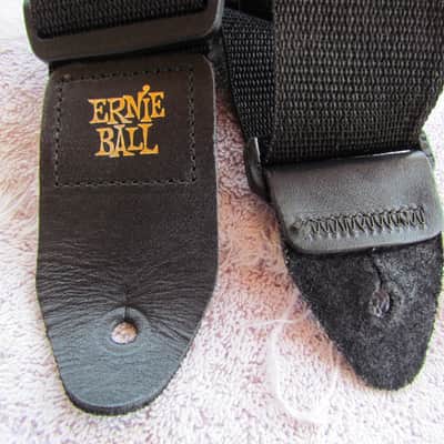 Ernie Ball Woven Guitar Strap With Leather Ends Lightly Used Black Woven Ernie Ball Guitar Strap image 3