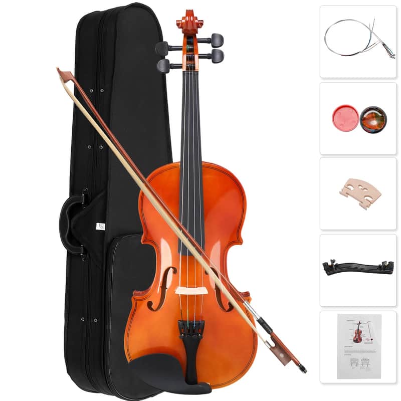 New Hot 1/4 4 Strings Student Acoustic Violin w/ Case Bridge Bow Rosin Natural image 1