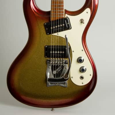 Mosrite Ventures Mark I Solid Body Electric Guitar (1965), ser. #1973, original brown alligator hard shell case. image 3