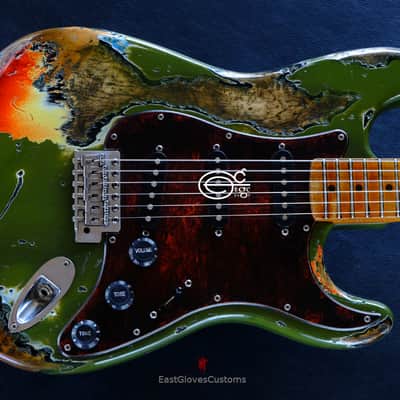 Fender Stratocaster Olive Green /Sunburst Heavy Aged Relic by East Gloves Customs image 9
