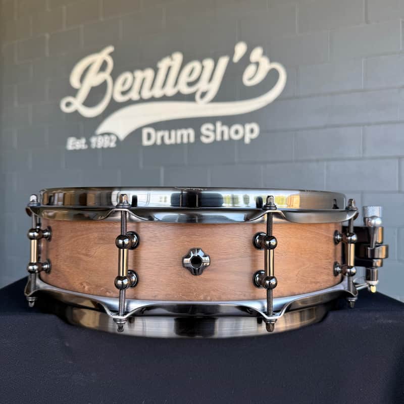 ~RARE!~ Craviatto Solid Shell Walnut/Maple 3.5x14 Piccolo Snare Drum with Brushed Black Nickel Hardware (Rm 4) image 1