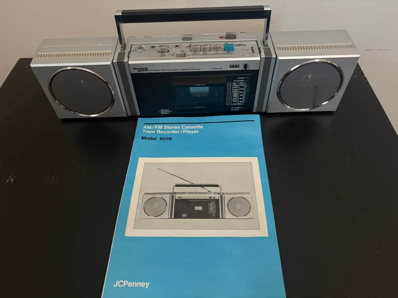 Vintage JCPenney Model 6019 AM/FM Stereo Cassette Boombox with Original Owner’s Manual image 1