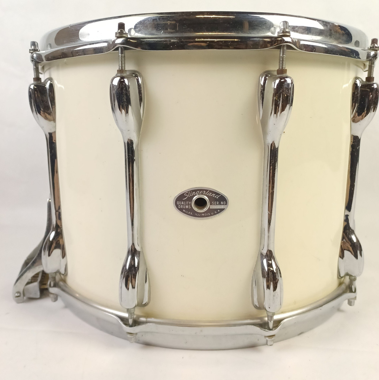 Slingerland 10x14" TDR Marching Snare Drum White Gloss Parade Vintage 5Ply Maple — main photograph