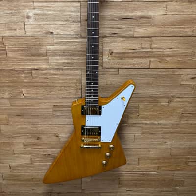 Epiphone 1958 Korina Explorer Guitar-"Inspired by Gibson Custom" Aged Natural -White Pickguard- w/Hard case. New! image 21