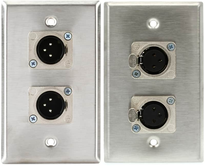 Pro Co WP1008 Single Gang (2) XLRM Wall Plate  Bundle with Pro Co WP1013 Single Gang (2) XLRF Latching Wall Plate image 1