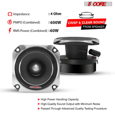 5 Core Tweeters Speakers Car Audio Pair 600W Combined Peak 4 Ohm 3.5 Inch Aluminum Super Bullet Tuiters Para Sonido Para Carro - TW BLT 150 CH PAIR-TW BLT 150 CH PAIR image 6