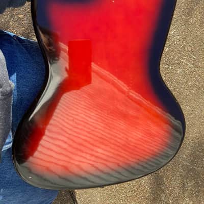 RARE Harmony H19 Silhouette • 1963 - 1968 Cherry Red Shaded • Hagstrom Tremolo Bar + DeArmond Mustache Gold Foil Pickups • With Vintage Original Case image 3