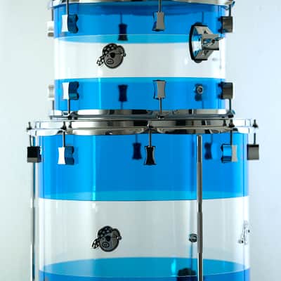 Pork Pie Percussion 4-Piece Custom Drum Set in Clear/Blue Acrylic image 2