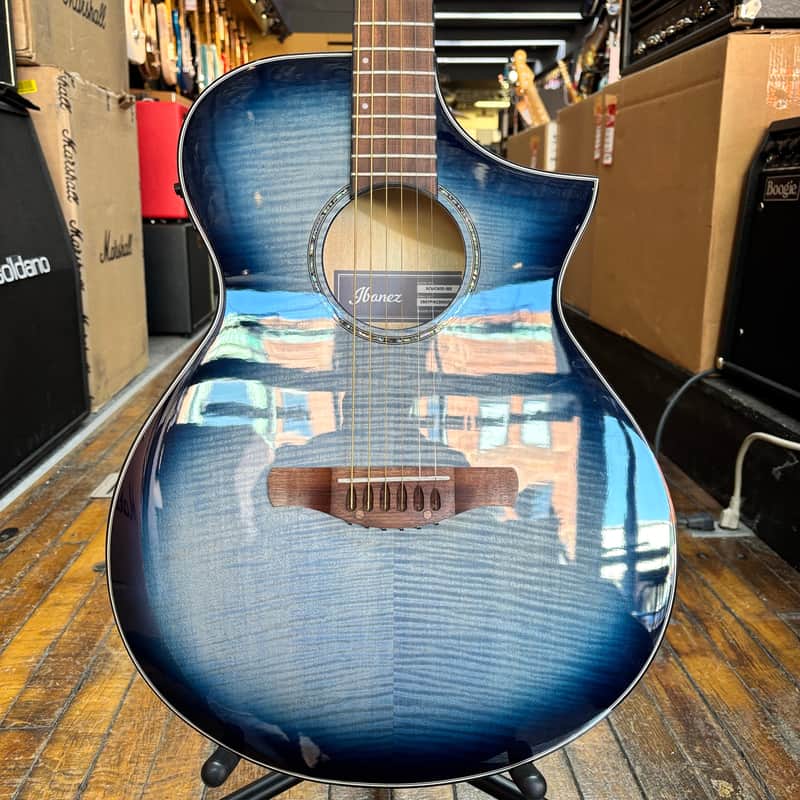 Ibanez AEWC400 Contoured Acoustic-Electric Indigo Blue Burst High Gloss image 1