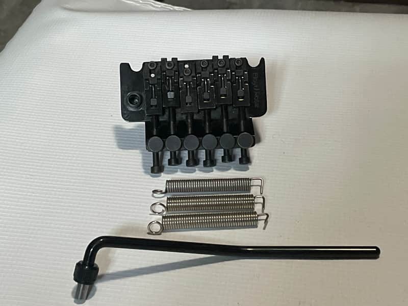 1980's Original Made in Germany Black Lefty Left-Handed Guitar Tremolo Bridge Vibrato & Arm image 1