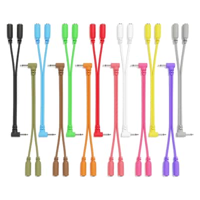 ExcelValley [Peach] 5-Pack - Right Angle Mono Splitter Y Patch Cables - TS 3.5mm 1/8" Eurorack Synth Synthesizer image 5