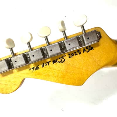 Awesomesauceguitars weirdo 14 string drone guitar with 8 pickups strat partscaster experimental noise guitar The Hot Mess 2025 - Sunburst image 15