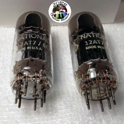 1960's National 12AT7 6201 ECC81 Triple Mica Long Black Ribbed Plate "Super Strong Match Pair Tubes" 7000+ of 5500 = 120% The Best Sounding 12AT7 & Extremely Rare For Guitar Bass & Hi Fi Amps! #60 image 2