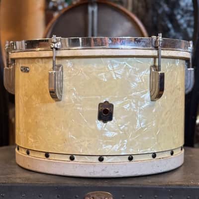 VINTAGE 1930's Leedy 9x13 Tacked Tom Drum in White Marine Pearl image 1