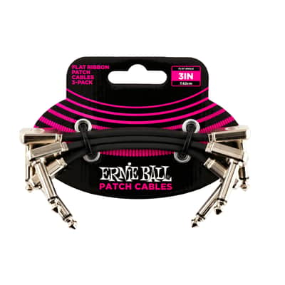 Ernie Ball PO6220 Flat Patch Cable 75mm (3-Pack) - Stereo Patch Cable image 1