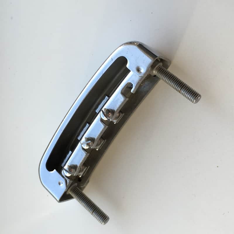 Teisco vintage bass bridge + cover chrome image 1