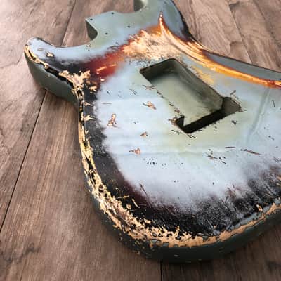 FRANCHIN Mercury guitar body Relic Aged Ice Blue Metalic over 3-Color Sunburst 100% Nitro Lacquer HSS Poplar Stratocaster-Strat-S-Style Made in Italy - Stock piece #23310826 image 10