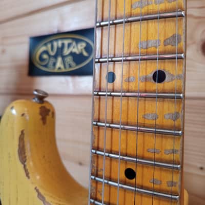Buttarini Guitars S-50s Heavy Relic - Vintage White over 3T Sunburst image 7