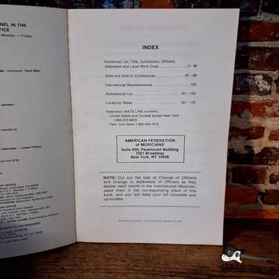 American Federation of Musicians - List of Locals - Directory - Nashville Industry Insider (1987) image 4