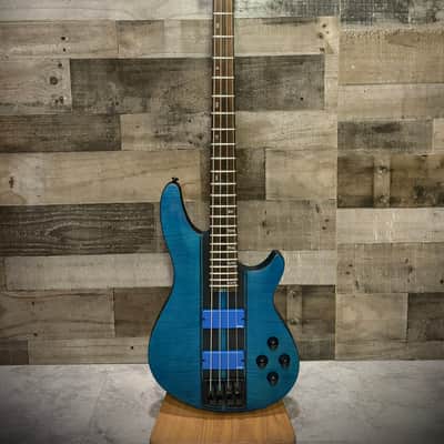 Schecter C-4 GT Bass - Satin Trans Blue w/ Black Racing Stripe (B-Stock) (708) image 2