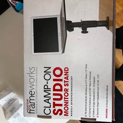 Gator GFW-SPKSTMNDSKCMP Clamp-On Studio Monitor Stands (Pair) 2020s - Black image 2