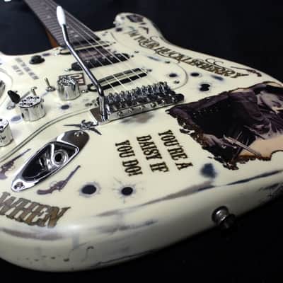 Custom Painted and Upgraded Fender Squier Standard (LH) Strat - Aged and Relic'ed With Graphics image 11