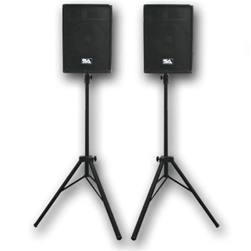 Pair SEISMIC AUDIO 10" PA DJ SPEAKERS 200 W with Stands image 1