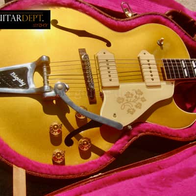 ♚SUBLIME♚ Vintage 1991 GIBSON ES-295 Hollowbody ♚ ALL GOLD ! ♚ P90's !♚ BIGSBY ♚175*335 image 1
