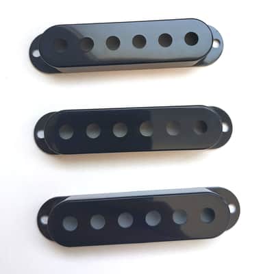 3 Black Single Coil Pickup Cover Stratocaster style 52,5 mm image 1