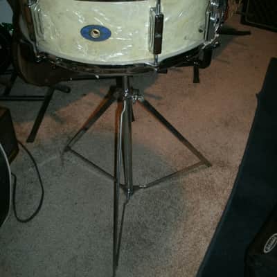 1965 Leedy No. 1161 Frank Capp Model snare drum - White Marine Pearl with Broadway stand image 1
