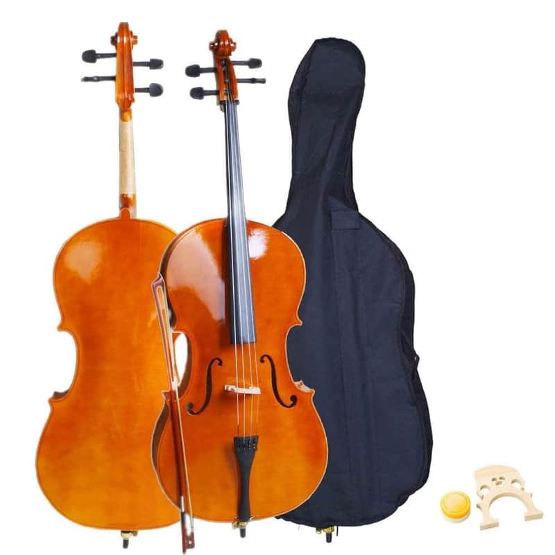 New 4/4 Full Size Professional Sound Natural Color Cello +Bag+Bow+Rosin+Bridge image 1