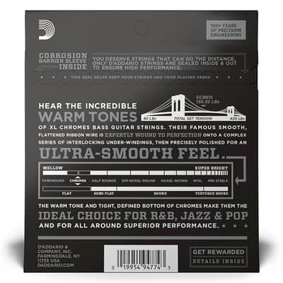 D'Addario ECB81S Chromes Bass Guitar Strings, Light, 45-100, Short Scale image 3