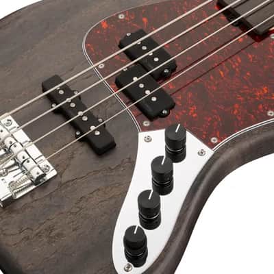 Sadowsky MetroLine 21-Fret Vintage P/J Bass-Swamp Ash Body-4 String-Nirvana Black Transparent Satin-Fretless image 5