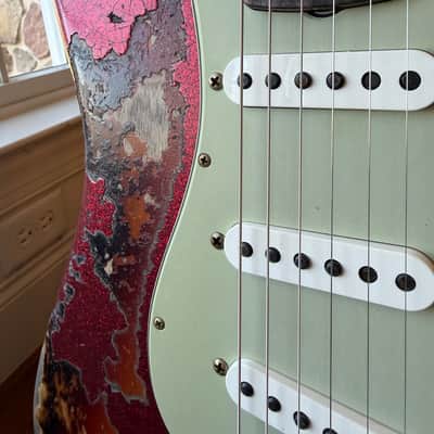 2026 Fender Custom Shop ‘61 Stratocaster SR25 Super Heavy Relic - Red Sparkle over 3 Tone Sunburst image 5