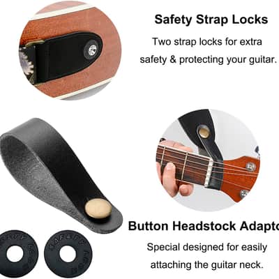 Guitar Strap with 2 Strap Locks & Strap Button, Dragon Guitar Strap Cool Designed Shoulder Strap with Suede Leather Ends for Bass, Acoustic & Electric Guitar (Black Gold Dragon) image 2