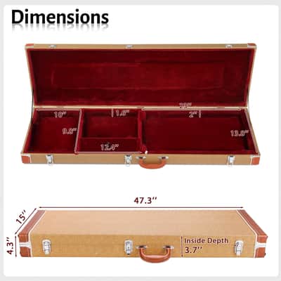 Portable Tweed Hard-Shell Case for Electric Bass Guitar | Locking Hardshell, Plush Lined image 4