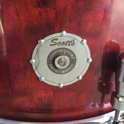 Scott’s custom drums Gold Custom 6 1/2”x14” cherry wood stave snare drum 2024 - Cherry red image 19