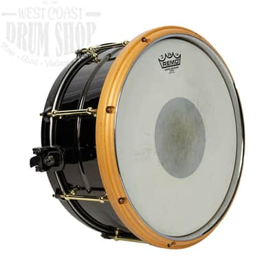 Used Reign 6.5x14 Black Bass Snare Drum with MetalWood Hoop image 2