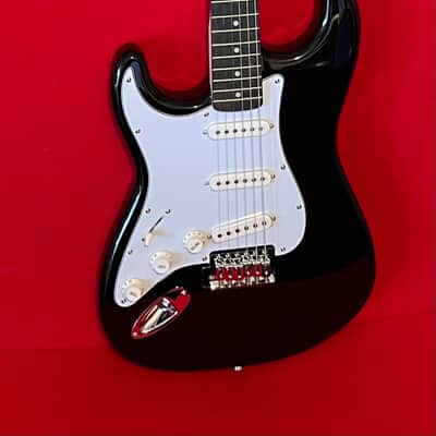Stadium Strat Style guitar LEFT HANDED strat - Black with White Pickguard image 1