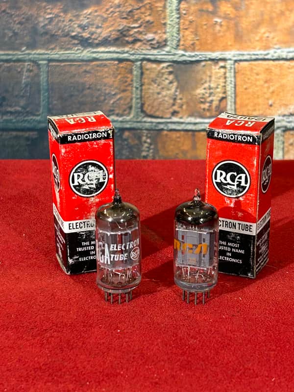 RCA Vintage Mismatch Pair 12AU7 Preamp/Amplifier Tubes 50s/70s - Clear Glass image 1