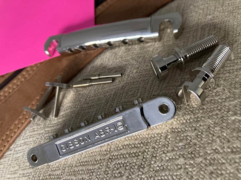 Gibson Historic Non-Wire ABR-1 Tune-O-Matic Bridge with Lightweight Aluminum Stop Bar Tailpiece- Nickel- COMBO image 1