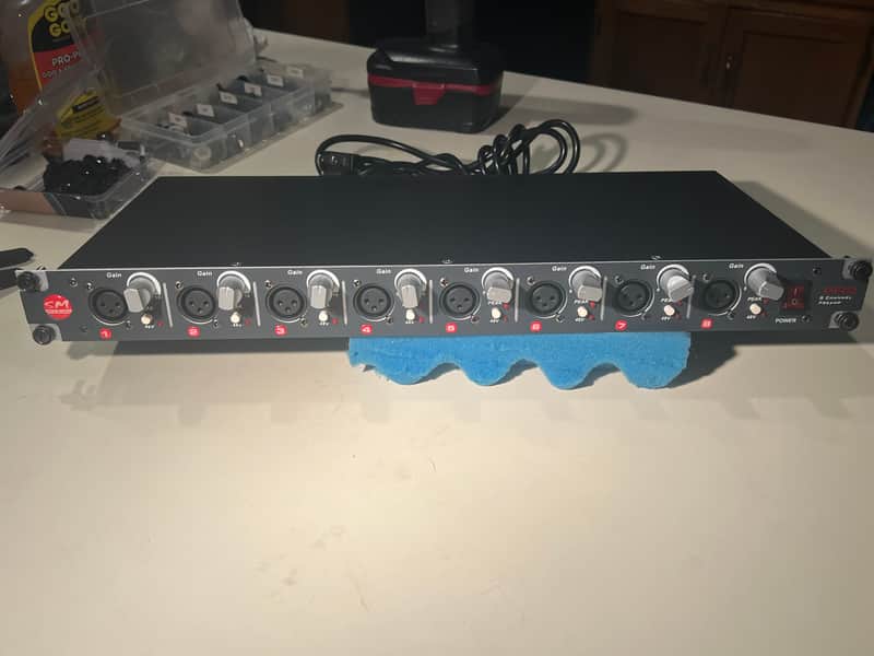 SM Pro Audio PR8 8 Ch Microphone Pre Amp with IEC power cable and rack mount bolts & washers. image 1