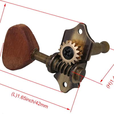 6pcs Vintage Bronze Acoustic Guitar Tuners – 3R 3L Open Gear Tuning Pegs w/ Acacia Wood Buttons image 2