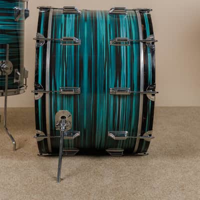 Vintage Rogers Turquoise Strata 14x22 8x12 and 16x16 Drum Set image 13
