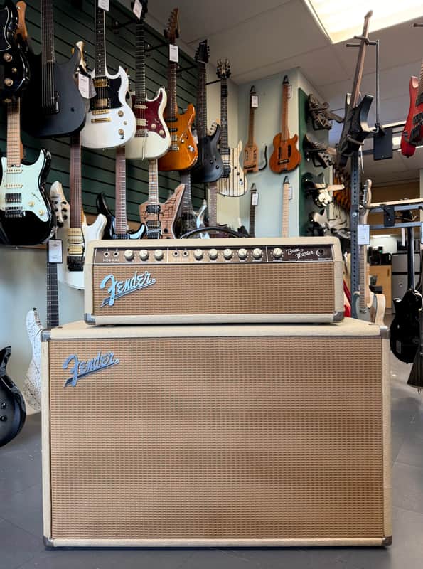 Fender Bandmaster 1963 - White Tolex Oxblood Panel Piggyback image 1