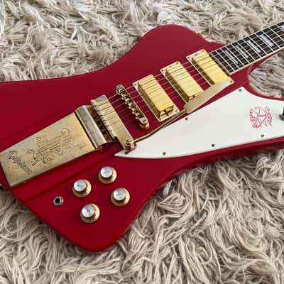 Vintage 1999 Epiphone '63 Firebird VII 1963 Reissue Cardinal Red Electric Guitar MIK image 4