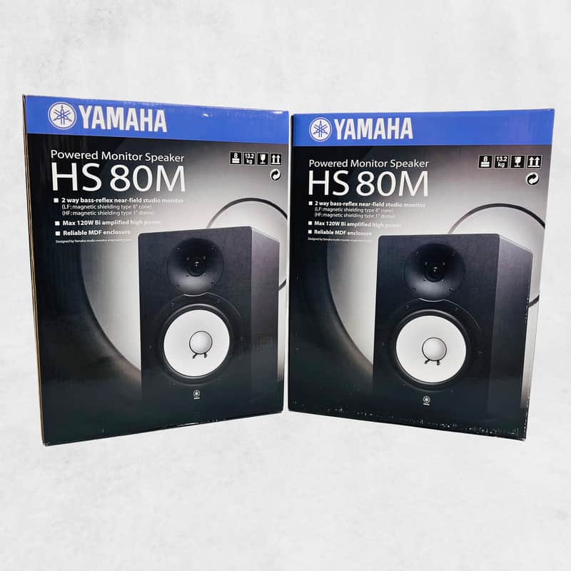 Yamaha HS80M Powered Studio Monitor Pair NOS NIB - Black image 1