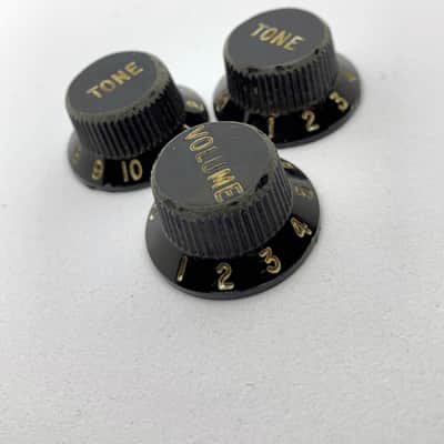 Set of 3 Hand Aged Fender knobs BLACK, relic, aged, Stratocaster, 59 Parts image 1