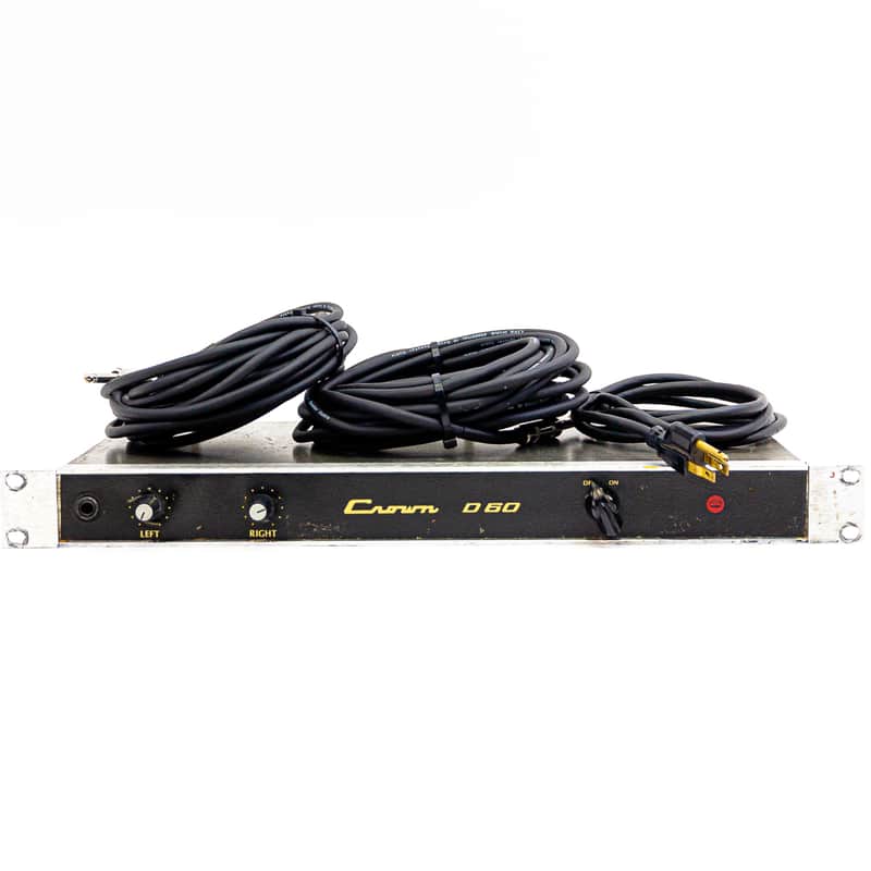 Crown D-60 Dual Channel Power Amplifier with Pair of 25' Speaker Cables image 1