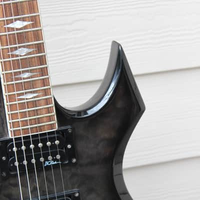 B.C. Rich Warlock N.J. Neck Thru Series Korea Guitar Translucent Black Quilt Top + Hard Case image 9